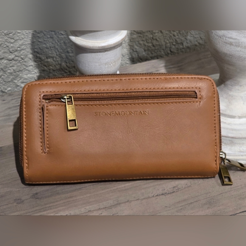 STONE MOUNTAIN Hampton Large Double-Zip Wallet Nutmeg - Picture 3 of 6